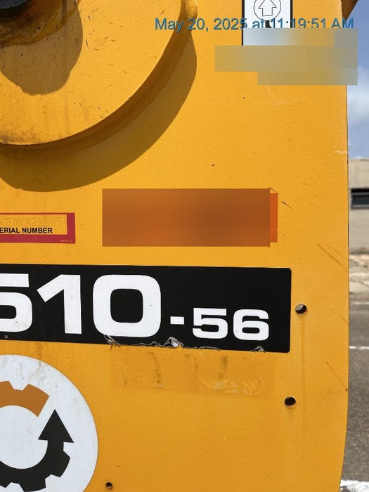 2020 JCB 510-56 Cab/Heat/Air, 74 HP, Solid Tires, STD Worklight, Beacon, Aux Hydraulics, Lifting Eye, Back up Alarm w/66" Carriage/60" Forks