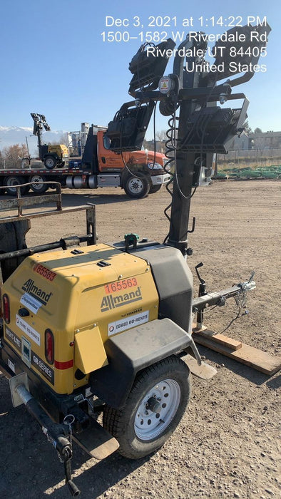 2021 Allmand NLV3GR (4) LED Light Fixture 350W, 23' Vertical Mast, 3kW Prime, Towable, Deep Sea L401, Leveling Jacks, Yanmar T4F 5.8hp