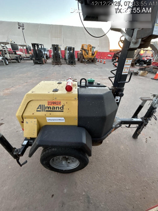 2022 Allmand NLV3GR (4) LED Light Fixture 350W, 23' Vertical Mast, 3kW Prime, Towable, Deep Sea L401, Leveling Jacks, Yanmar T4F 5.8hp