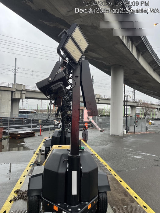 Allmand NLV3GR (4) LED Light Fixture 350W, 23' Vertical Mast, 3kW Prime, Towable, Deep Sea L401, Leveling Jacks, Yanmar T4F 5.8hp