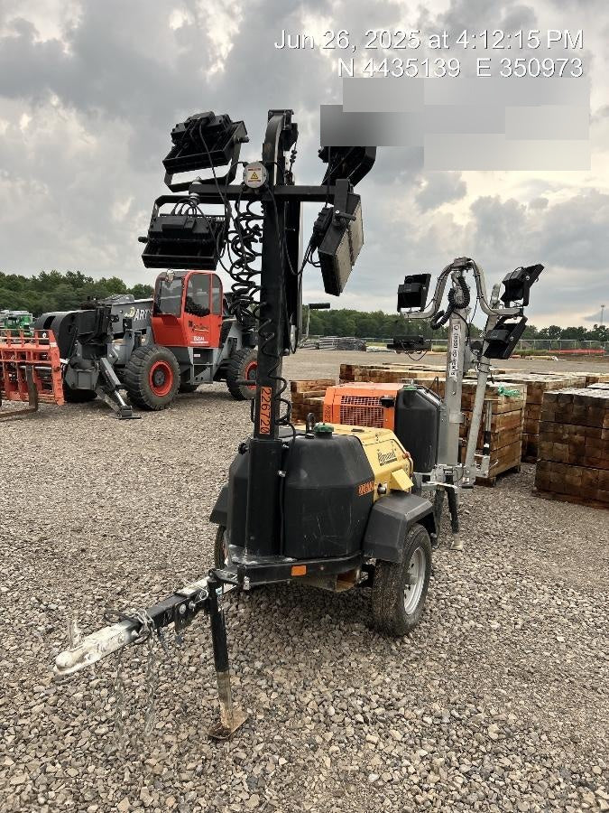 2022 Allmand NLV3GR (4) LED Light Fixture 350W, 23' Vertical Mast, 3kW Prime, Towable, Deep Sea L401, Leveling Jacks, Yanmar T4F 5.8hp