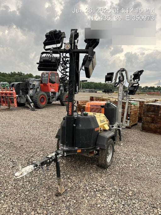 2022 Allmand NLV3GR (4) LED Light Fixture 350W, 23' Vertical Mast, 3kW Prime, Towable, Deep Sea L401, Leveling Jacks, Yanmar T4F 5.8hp