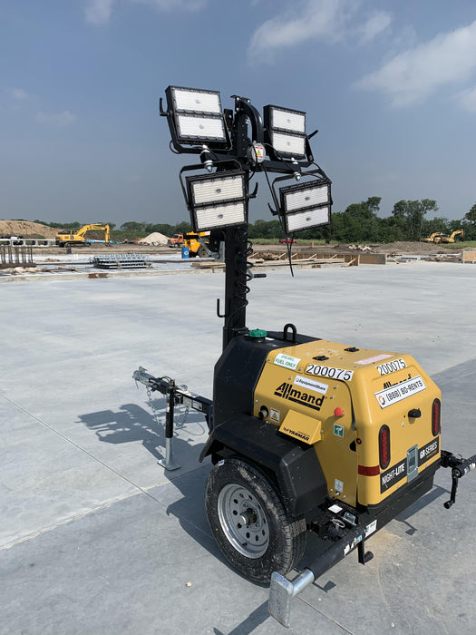 2022 Allmand NLV3GR (4) LED Light Fixture 350W, 23' Vertical Mast, 3kW Prime, Towable, Deep Sea L401, Leveling Jacks, Yanmar T4F 5.8hp