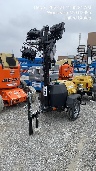 2022 Allmand NLV3GR (4) LED Light Fixture 350W, 23' Vertical Mast, 3kW Prime, Towable, ES Decals, T3