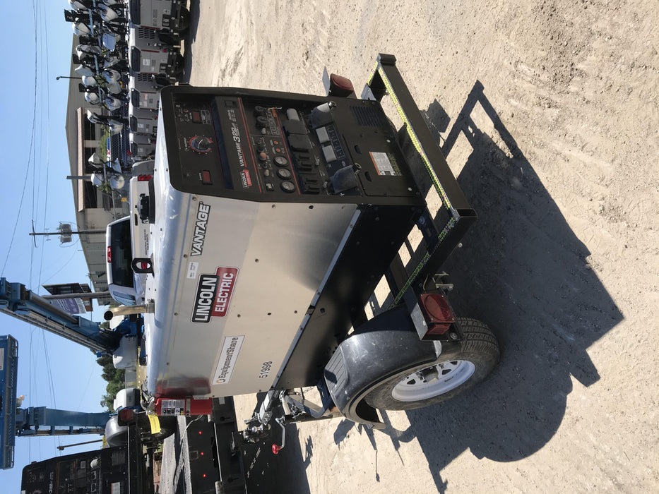 2019 Lincoln Electric Vantage 322 Welder Ready-Pak 3, Two wheel trailer, Fender and Light kit, Cable Rack