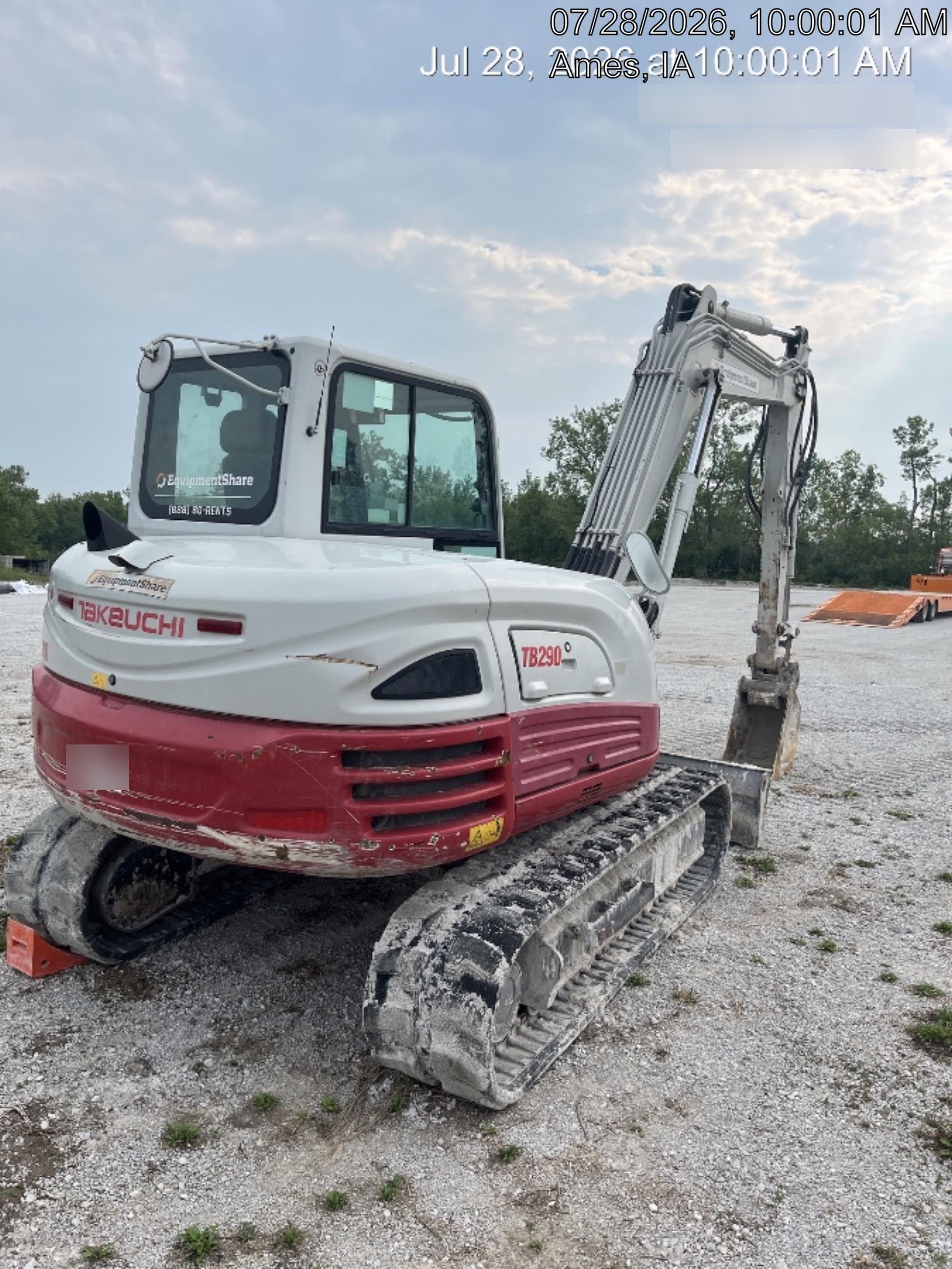 2019 Takeuchi TB290 Cab/Heat/AC Rubber tracks, Dozer blade, Travel alarm, Auxiliary hydraulics Manual QC, Hydraulic thumb, 18", 24", and 36" Buckets