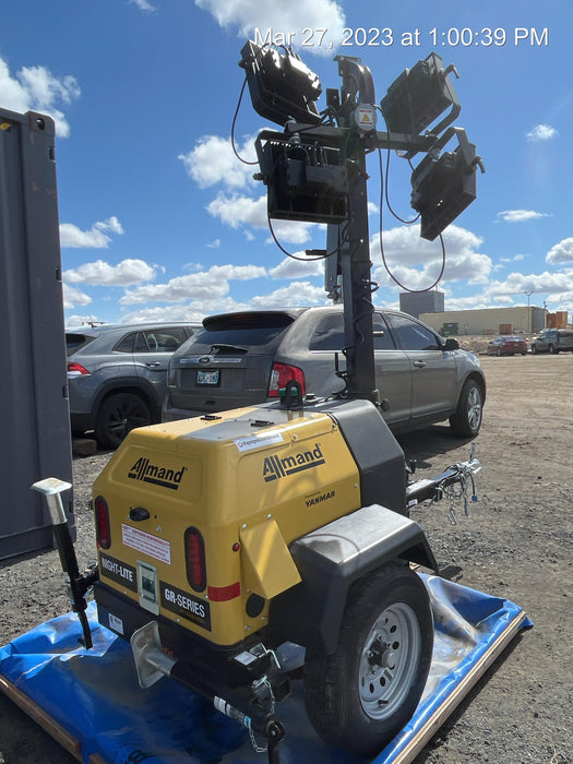 2022 Allmand NLV3GR (4) LED Light Fixture 350W, 23' Vertical Mast, 3kW Prime, Towable, ES Decals, T3