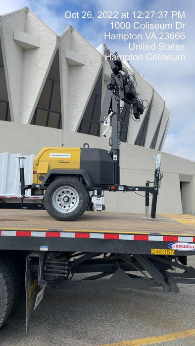 2022 Allmand NLV3GR (4) LED Light Fixture 350W, 23' Vertical Mast, 3kW Prime, Towable, ES Decals, T3