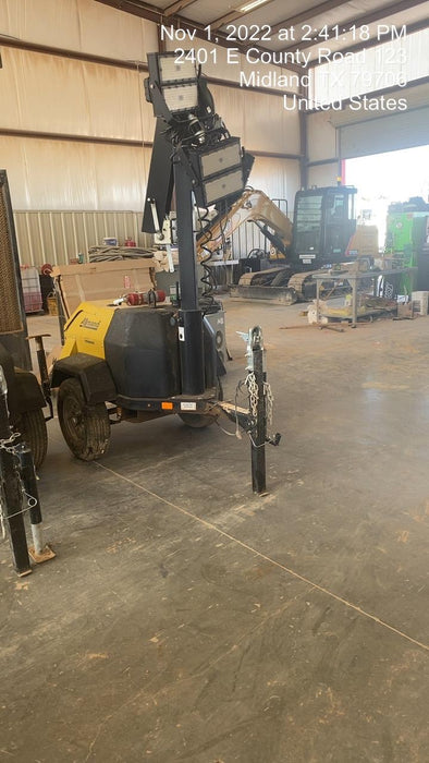 2022 Allmand NLV3GR (4) LED Light Fixture 350W, 23' Vertical Mast, 3kW Prime, Towable, ES Decals, T3