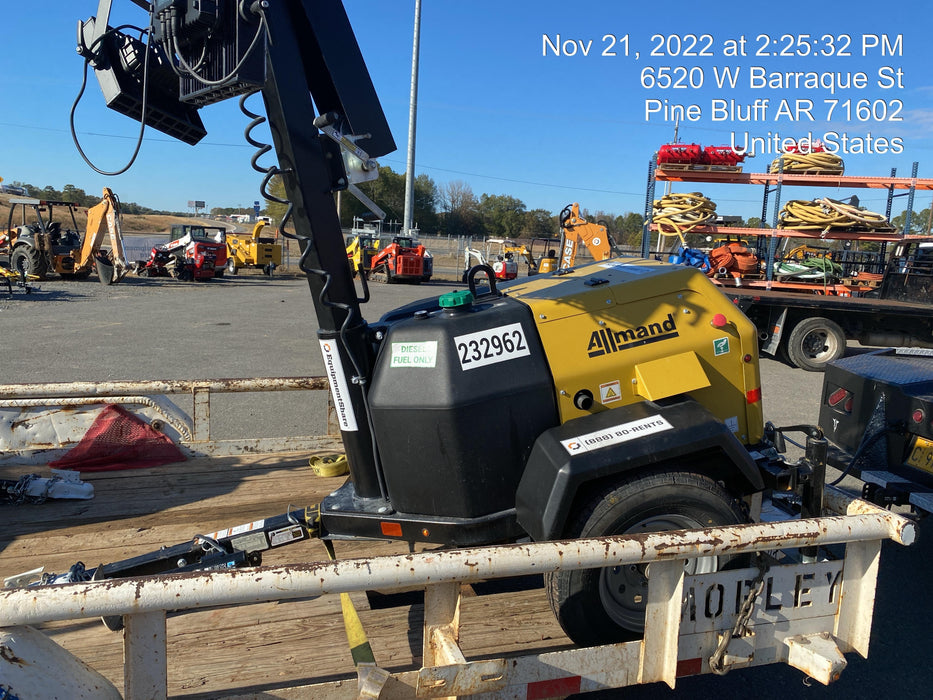 2022 Allmand NLV3GR (4) LED Light Fixture 350W, 23' Vertical Mast, 3kW Prime, Towable, Deep Sea L401, Leveling Jacks, Yanmar T4F 5.8hp