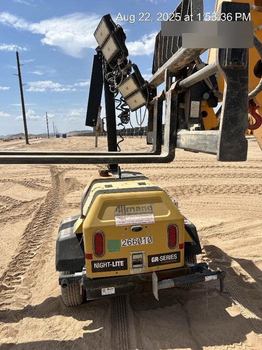 2022 Allmand NLV3GR (4) LED Light Fixture 350W, 23' Vertical Mast, 3kW Prime, Towable, ES Decals, T3