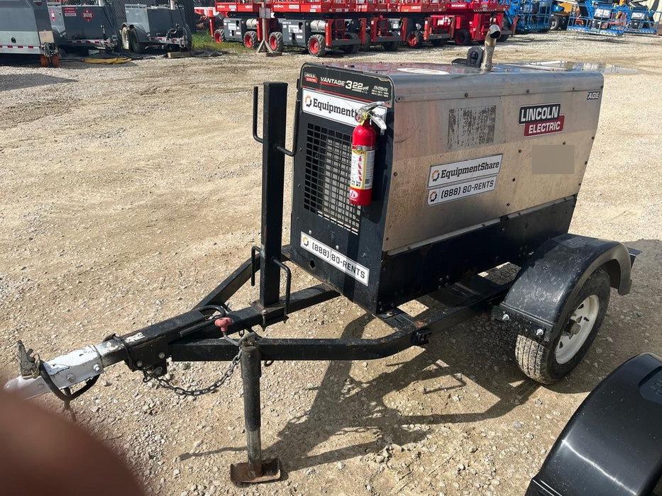 2019 Lincoln Electric Vantage 322 Welder Ready-Pak 3, Two wheel trailer, Fender and Light kit, Cable Rack
