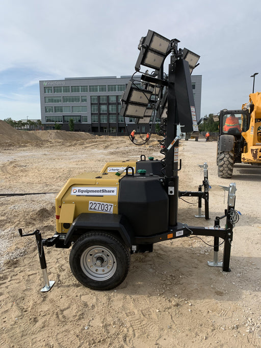 2022 Allmand NLV3GR (4) LED Light Fixture 350W, 23' Vertical Mast, 3kW Prime, Towable, Deep Sea L401, Leveling Jacks, Yanmar T4F 5.8hp