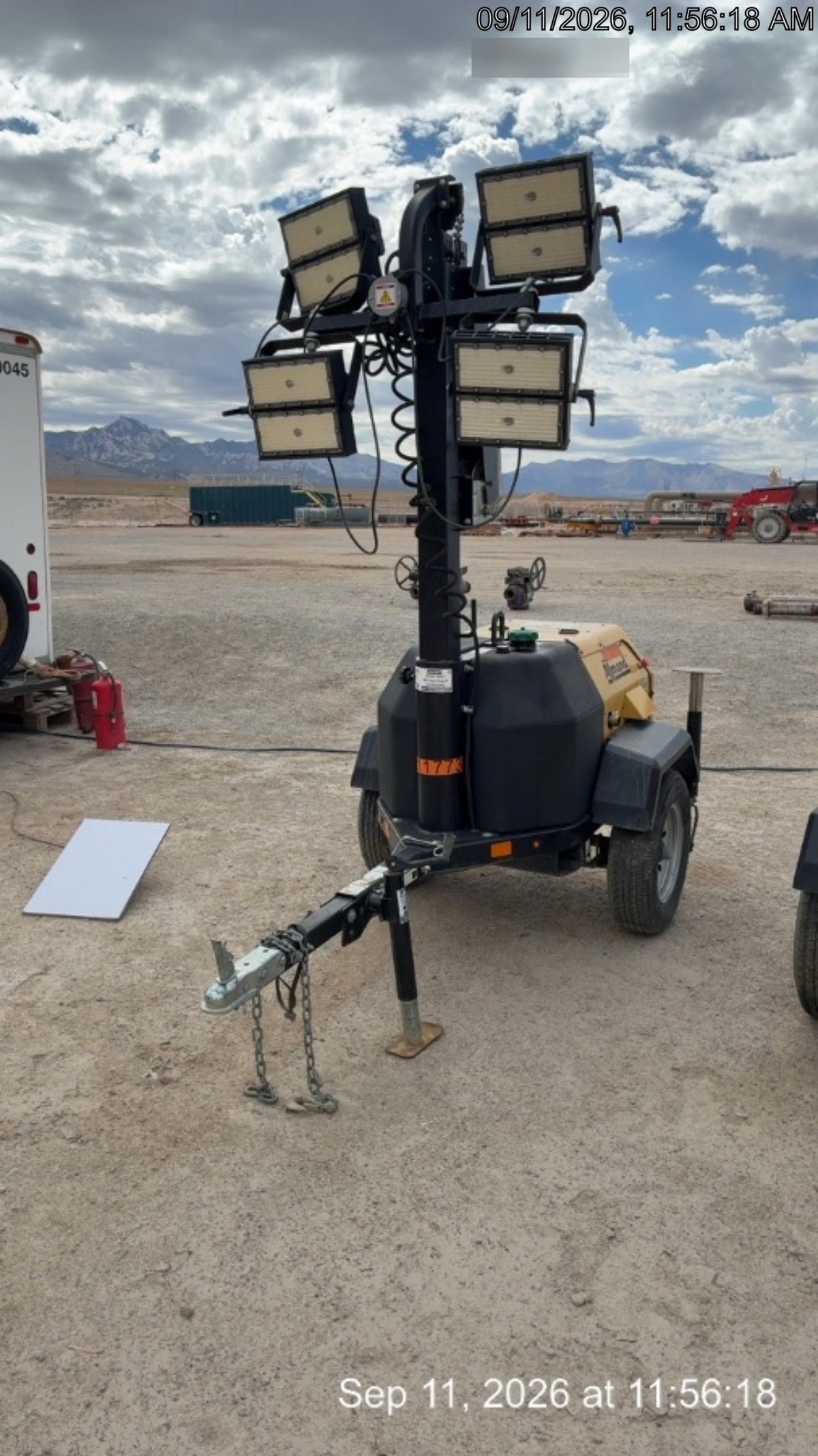 2022 Allmand NLV3GR (4) LED Light Fixture 350W, 23' Vertical Mast, 3kW Prime, Towable, Deep Sea L401, Leveling Jacks, Yanmar T4F 5.8hp