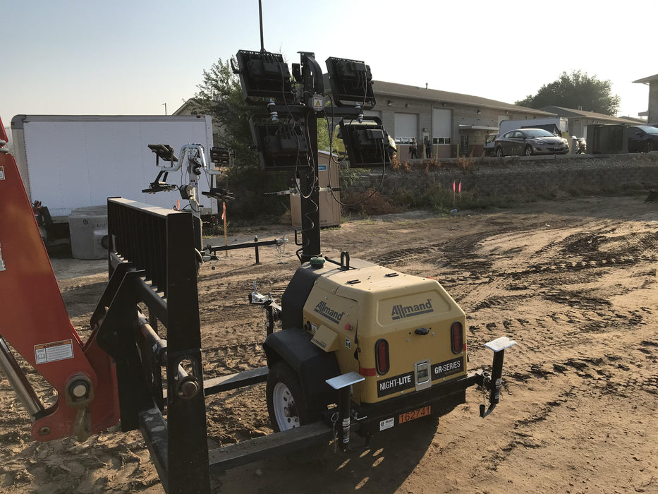 2021 Allmand NLV3GR (4) LED Light Fixture 350W, 23' Vertical Mast, 3kW Prime, Towable, Deep Sea L401, Leveling Jacks, Yanmar T4F 5.8hp