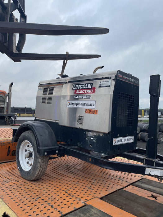 2019 Lincoln Electric Vantage 322 Welder Ready-Pak 3, Two wheel trailer, Fender and Light kit, Cable Rack