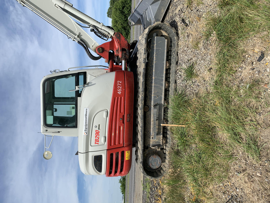 2019 Takeuchi TB290 Cab/Heat/AC Rubber tracks, Dozer blade, Travel alarm, Auxiliary hydraulics w/Manual QC, Hydraulic thumb, 18", 24", and 36" Buckets
