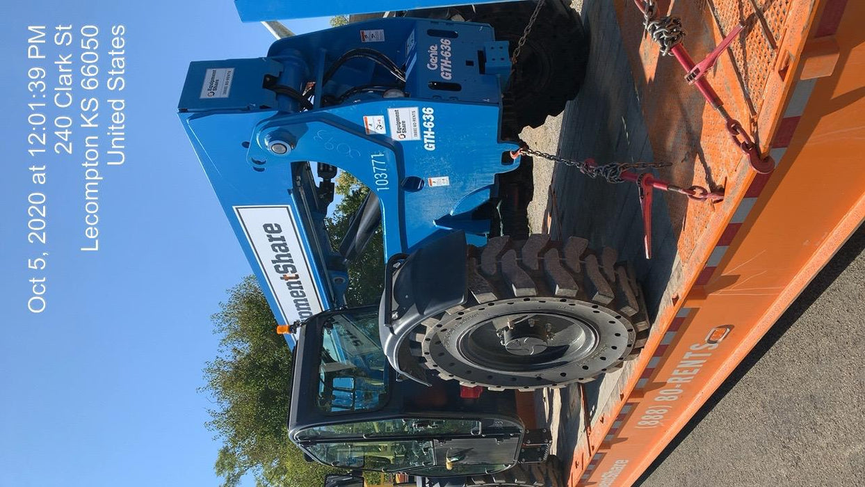 2020 Genie GTH-636 Cab/Heat/Air, Solid Tires, Work Lights, Beacon, Aux Hydraulics, Back up Alarm