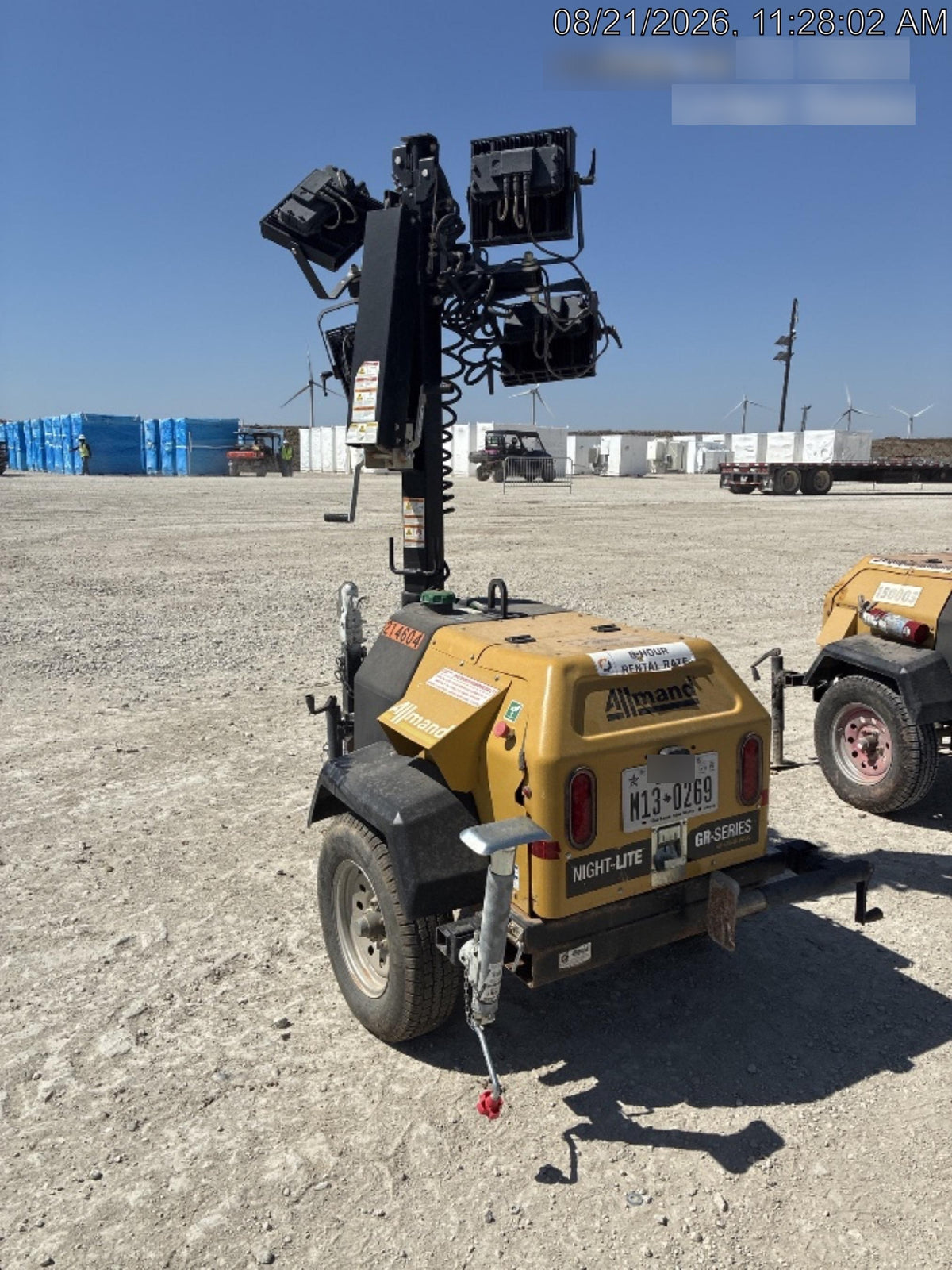 2022 Allmand NLV3GR (4) LED Light Fixture 350W, 23' Vertical Mast, 3kW Prime, Towable, Deep Sea L401, Leveling Jacks, Yanmar T4F 5.8hp