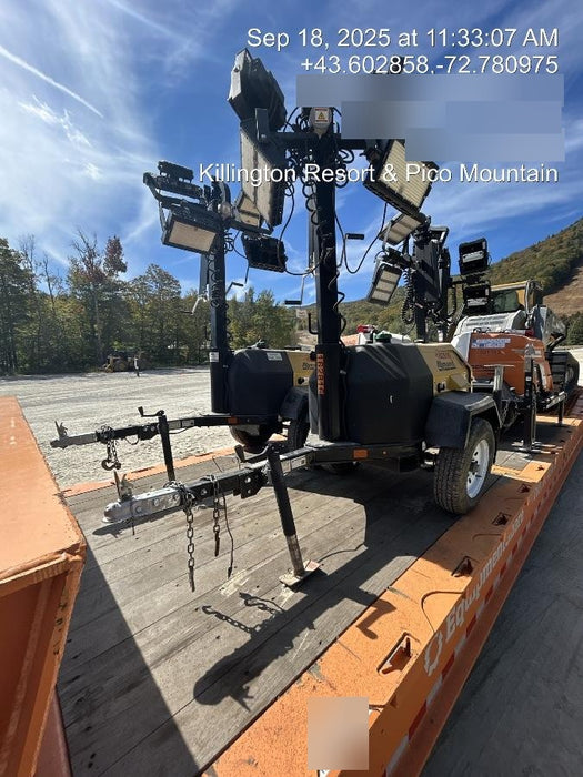 2021 Allmand NLV3GR (4) LED Light Fixture 350W, 23' Vertical Mast, 3kW Prime, Towable, Deep Sea L401, Leveling Jacks, Yanmar T4F 5.8hp