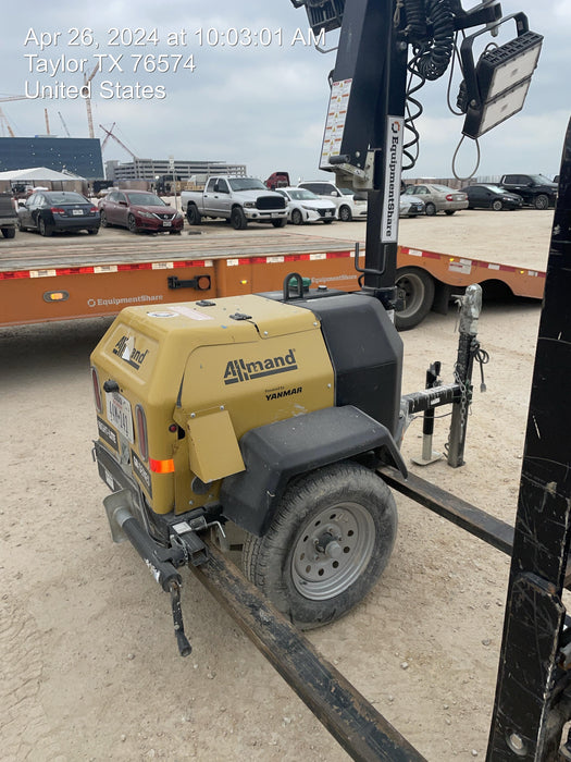 2022 Allmand NLV3GR (4) LED Light Fixture 350W, 23' Vertical Mast, 3kW Prime, Towable, ES Decals, T3