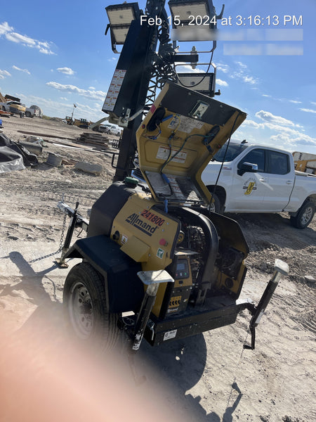 2022 Allmand NLV3GR (4) LED Light Fixture 350W, 23' Vertical Mast, 3kW Prime, Towable, Deep Sea L401, Leveling Jacks, Yanmar T4F 5.8hp