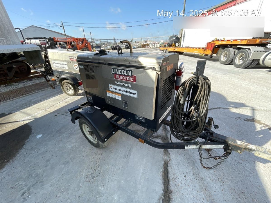 2019 Lincoln Electric Vantage 322 Welder Ready-Pak 3, Two wheel trailer, Fender and Light kit, Cable Rack
