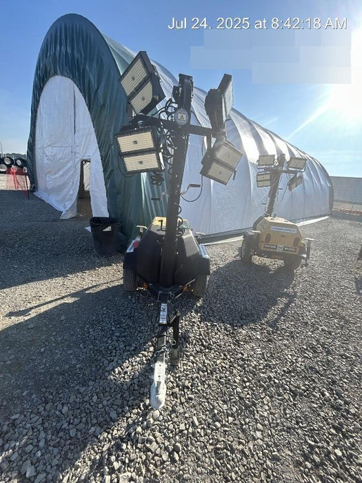 2022 Allmand NLV3GR (4) LED Light Fixture 350W, 23' Vertical Mast, 3kW Prime, Towable, Deep Sea L401, Leveling Jacks, Yanmar T4F 5.8hp