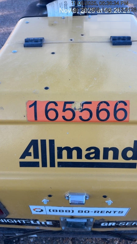 2021 Allmand NLV3GR (4) LED Light Fixture 350W, 23' Vertical Mast, 3kW Prime, Towable, Deep Sea L401, Leveling Jacks, Yanmar T4F 5.8hp