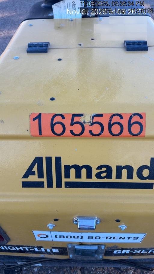 2021 Allmand NLV3GR (4) LED Light Fixture 350W, 23' Vertical Mast, 3kW Prime, Towable, Deep Sea L401, Leveling Jacks, Yanmar T4F 5.8hp