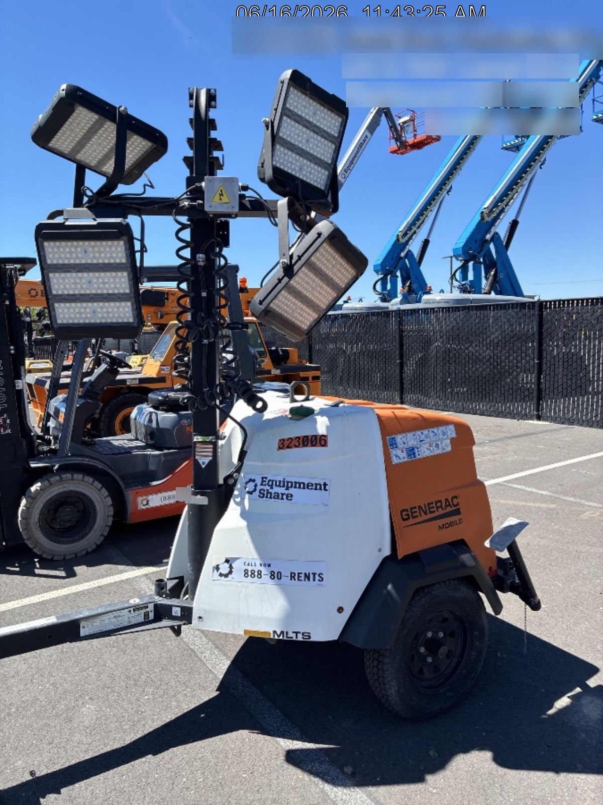 2023 Generac MLT2 Diesel, Flex Switch 120V Input, Powerzone Controller, (4) 320W LED Lights, 4kW Generator, 39.9 Gal Fuel Tank, 2" Ball, T3