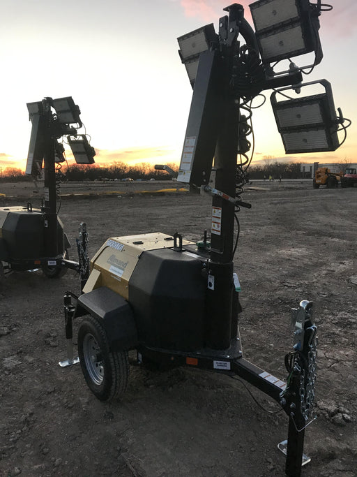 2022 Allmand NLV3GR (4) LED Light Fixture 350W, 23' Vertical Mast, 3kW Prime, Towable, Deep Sea L401, Leveling Jacks, Yanmar T4F 5.8hp