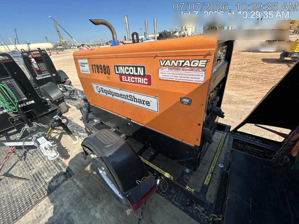 2021 Lincoln Electric Vantage 322 Vantage 322 Ready Pak 3 w/ Decals, ORANGE (includes trailer, cable rack, fender light kit) NO Telematics