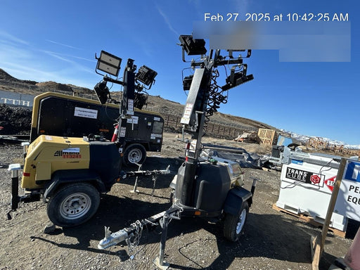 2021 Allmand NLV3GR (4) LED Light Fixture 350W, 23' Vertical Mast, 3kW Prime, Towable, Deep Sea L401, Leveling Jacks, Yanmar T4F 5.8hp