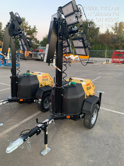 2022 Allmand NLV3GR (4) LED Light Fixture 350W, 23' Vertical Mast, 3kW Prime, Towable, ES Decals, T3