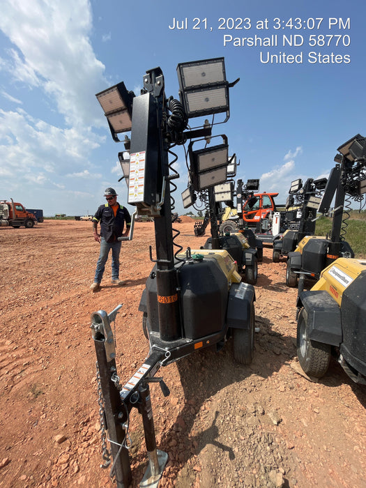 2022 Allmand NLV3GR (4) LED Light Fixture 350W, 23' Vertical Mast, 3kW Prime, Towable, ES Decals, T3