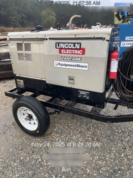 2019 Lincoln Electric Vantage 322 Welder Ready-Pak 3, Two wheel trailer, Fender and Light kit, Cable Rack