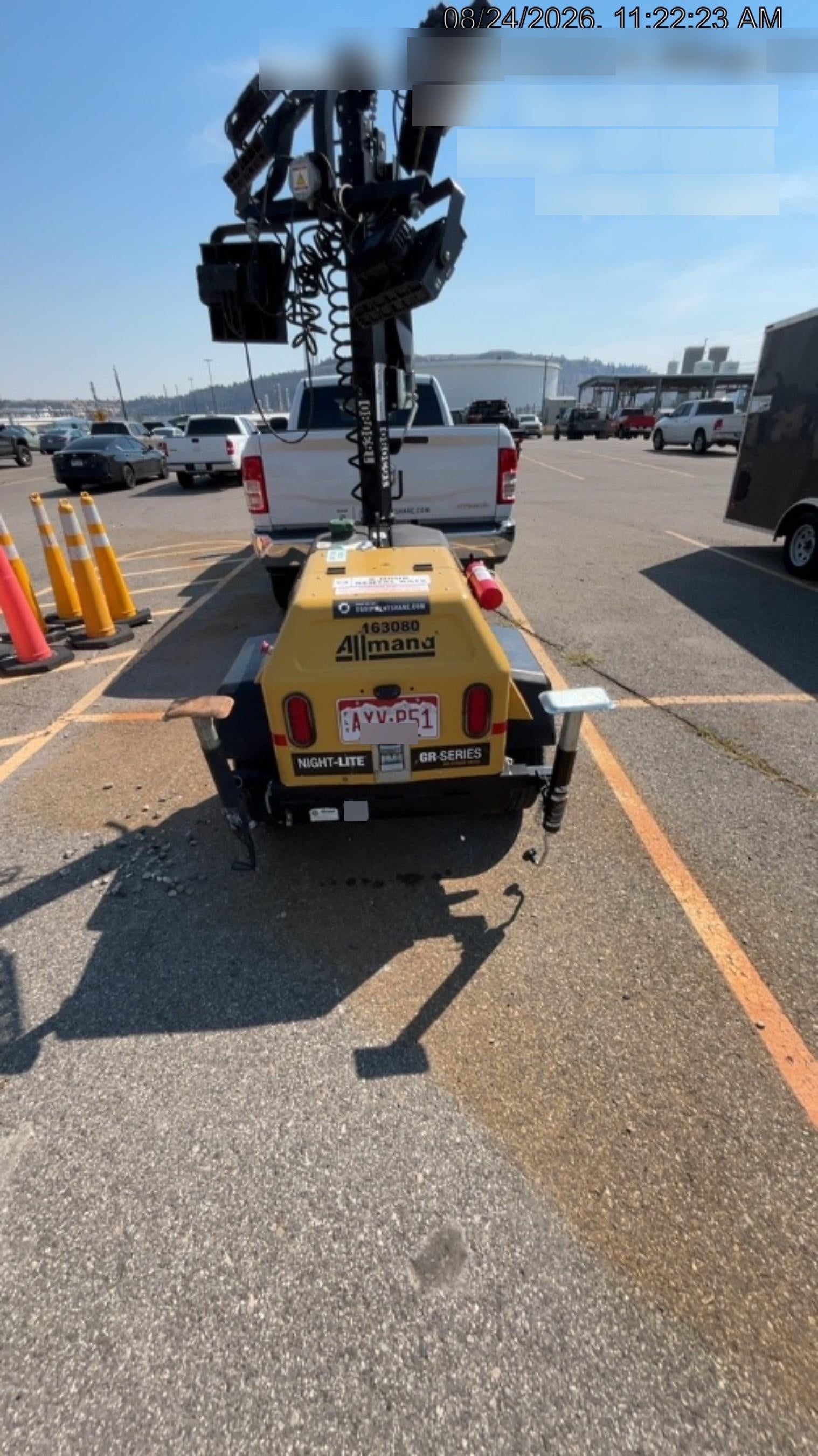 2021 Allmand NLV3GR (4) LED Light Fixture 350W, 23' Vertical Mast, 3kW Prime, Towable, Deep Sea L401, Leveling Jacks, Yanmar T4F 5.8hp