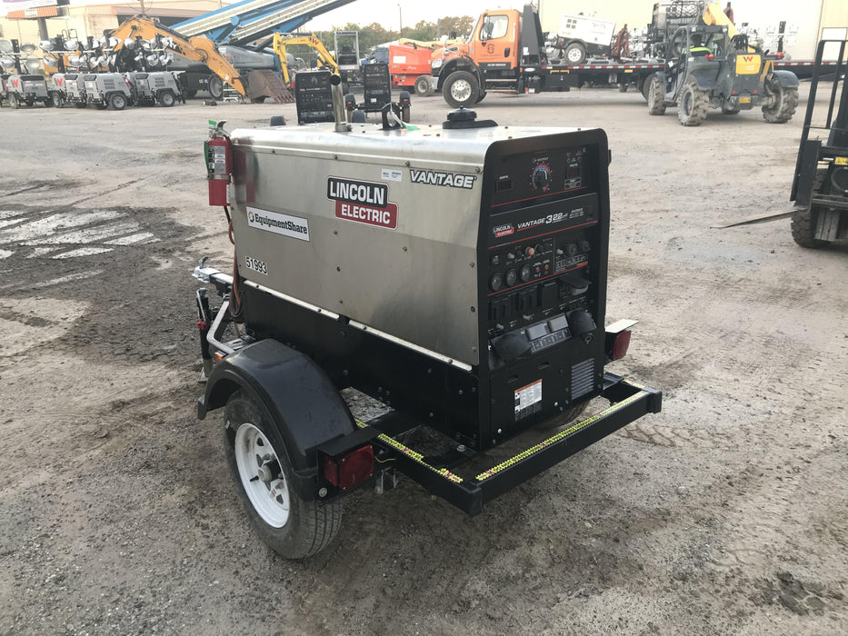 2019 Lincoln Electric Vantage 322 Welder Ready-Pak 3, Two wheel trailer, Fender and Light kit, Cable Rack