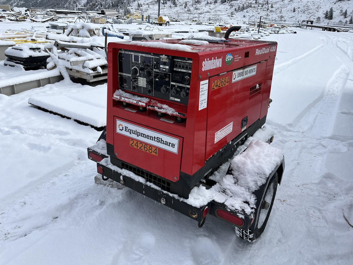 2022 Shindaiwa DGW400MDL Kubota D902 Engine, 23 HP, Dual Op Welder, Wire, Arc, Droop Stick, Tig, and CC Stick Functionality, Simulphase, 3 Phase and 1 Phase Gen Output, Single Axle NB Trlr, Slr Trckl Chrg 12V 12W, Fire Ext