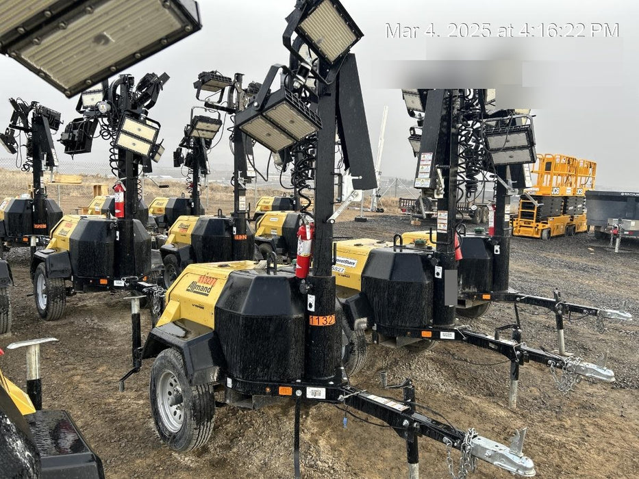 2020 Allmand NLV3GR (4) LED Light Fixture 350W, 23' Vertical Mast, 3kW Prime, Towable, Deep Sea L401, Leveling Jacks, Yanmar T4F 5.8hp