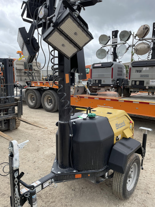 2022 Allmand NLV3GR (4) LED Light Fixture 350W, 23' Vertical Mast, 3kW Prime, Towable, Deep Sea L401, Leveling Jacks, Yanmar T4F 5.8hp