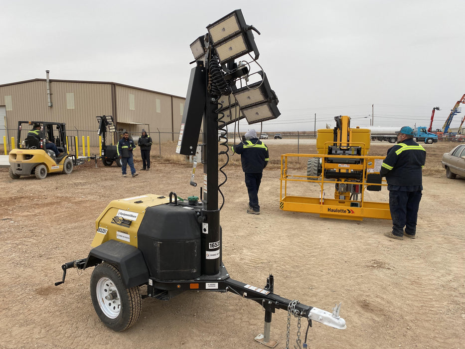 2021 Allmand NLV3GR (4) LED Light Fixture 350W, 23' Vertical Mast, 3kW Prime, Towable, Deep Sea L401, Leveling Jacks, Yanmar T4F 5.8hp