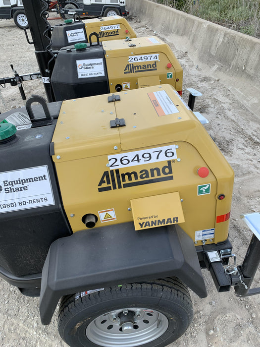 2022 Allmand NLV3GR (4) LED Light Fixture 350W, 23' Vertical Mast, 3kW Prime, Towable, ES Decals, T3