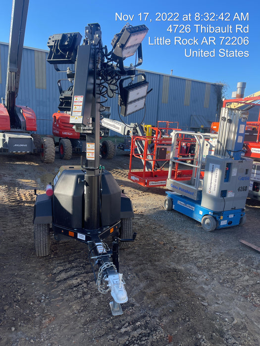 2022 Allmand NLV3GR (4) LED Light Fixture 350W, 23' Vertical Mast, 3kW Prime, Towable, Deep Sea L401, Leveling Jacks, Yanmar T4F 5.8hp