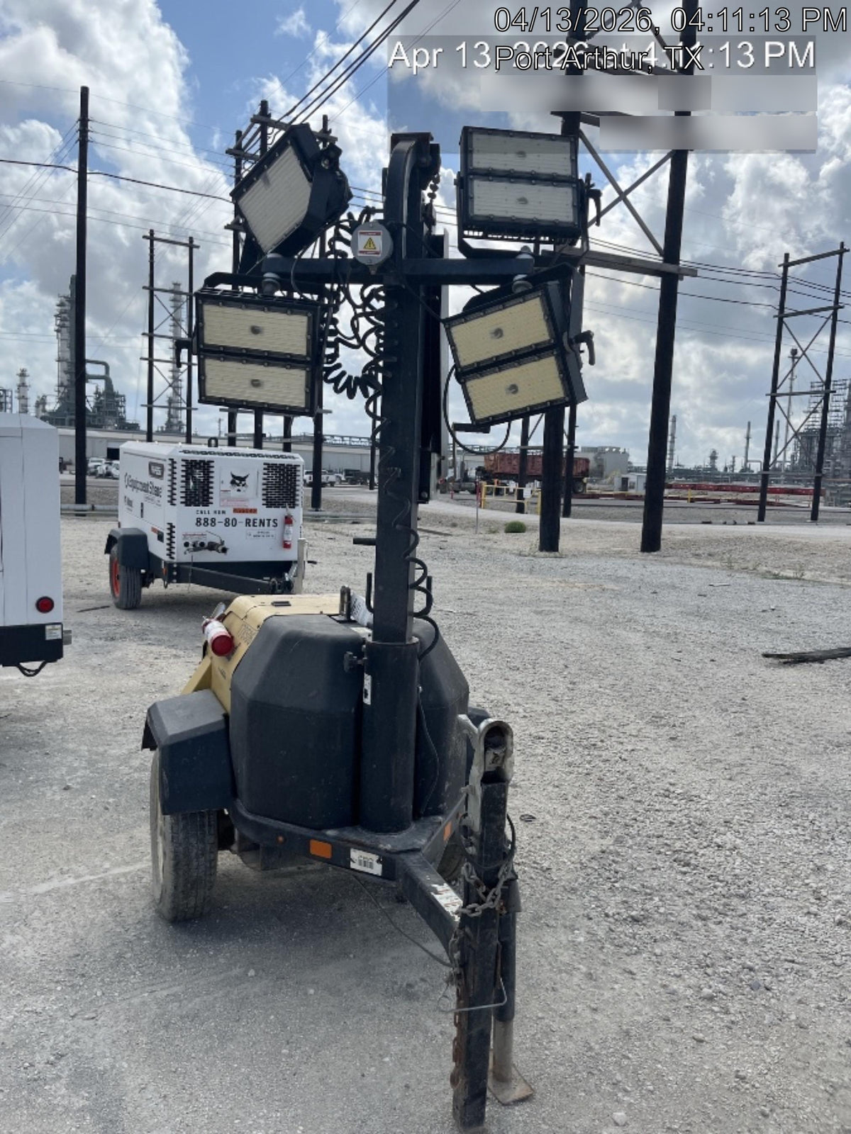 Allmand NLV3GR (4) LED Light Fixture 350W, 23' Vertical Mast, 3kW Prime, Towable, Deep Sea L401, Leveling Jacks, Yanmar T4F 5.8hp