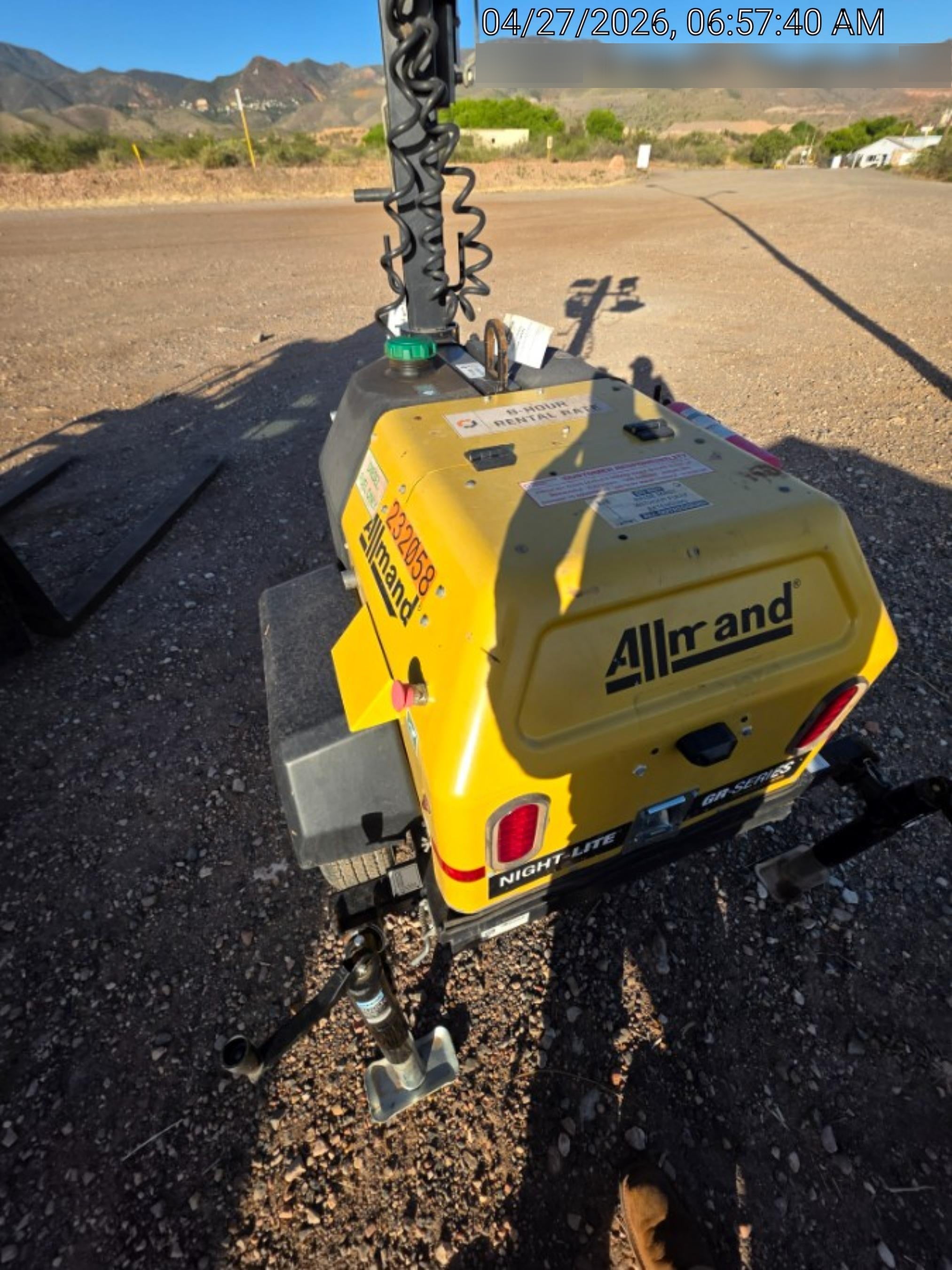 2022 Allmand NLV3GR (4) LED Light Fixture 350W, 23' Vertical Mast, 3kW Prime, Towable, Deep Sea L401, Leveling Jacks, Yanmar T4F 5.8hp