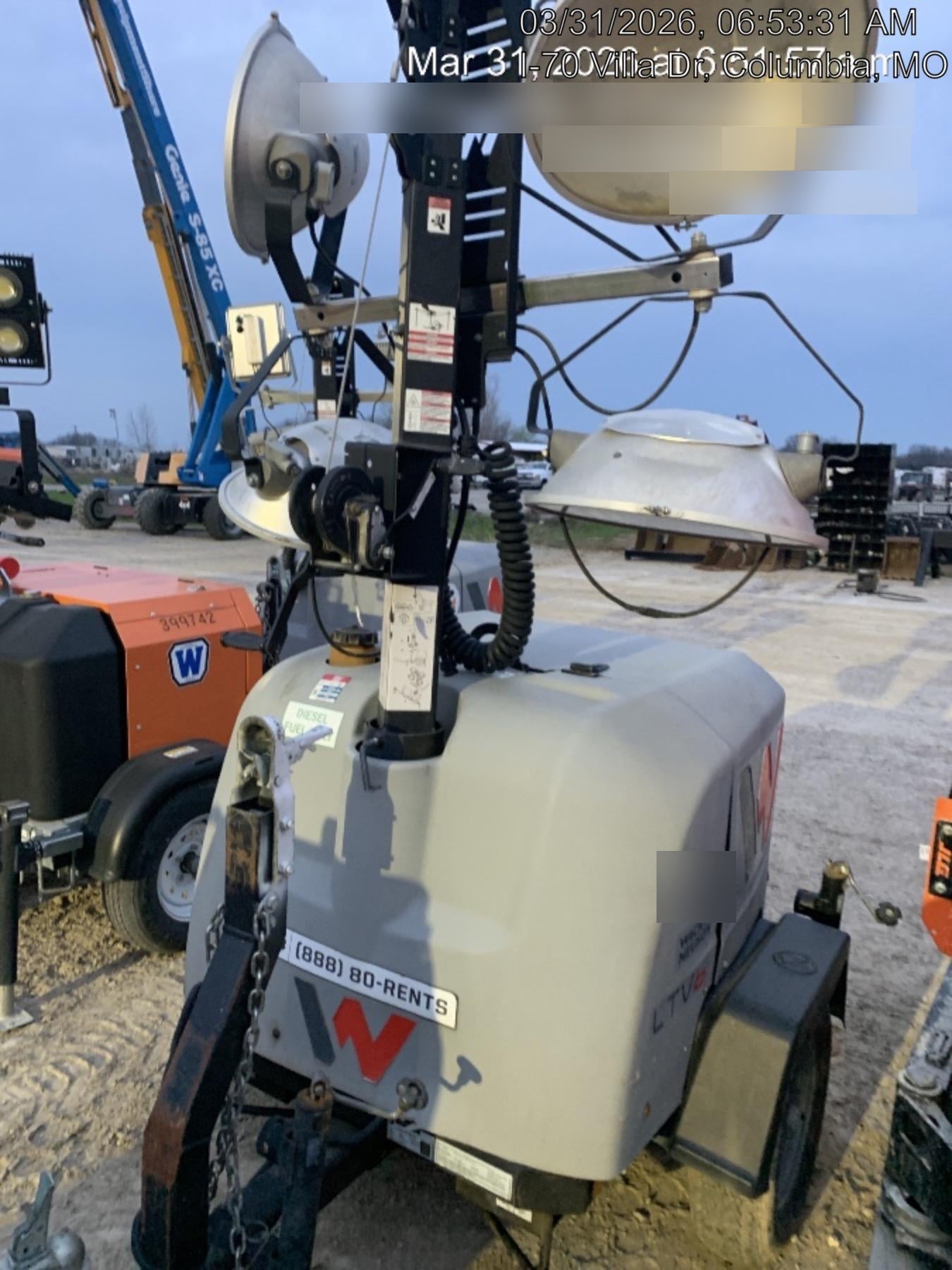 2018 Wacker Neuson LTV6L-MH Wacker Neuson LTV6L Mobile Light Tower w/Fuel Level Sensor Installed