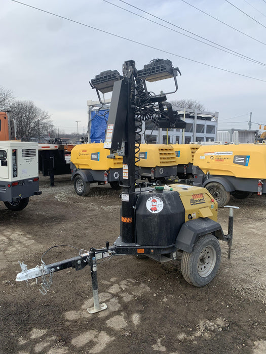 2022 Allmand NLV3GR (4) LED Light Fixture 350W, 23' Vertical Mast, 3kW Prime, Towable, Deep Sea L401, Leveling Jacks, Yanmar T4F 5.8hp