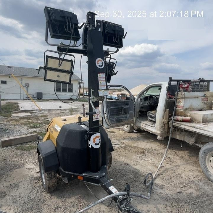 2022 Allmand NLV3GR (4) LED Light Fixture 350W, 23' Vertical Mast, 3kW Prime, Towable, Deep Sea L401, Leveling Jacks, Yanmar T4F 5.8hp